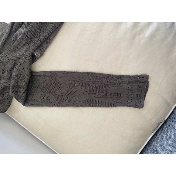 White House Black Market Lacy Open Knit Green Open Front Cardigan Sweater M - Picture 6 of 8